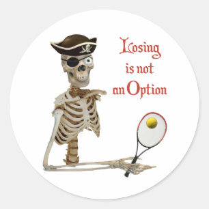 Sticker Rond Pirate Tennis Perdre Skeleton