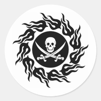 Sticker Rond Pirate tribale
