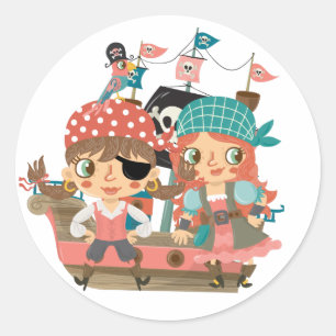 Sticker Rond Pirates Girly