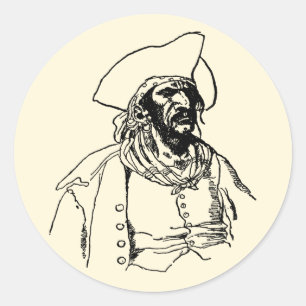 Sticker Rond Pirates Vintage, un croquis de boucanier par Howar