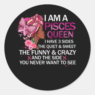 Sticker Rond Pisces Black Queen J'ai 3 Sides April Girl Women