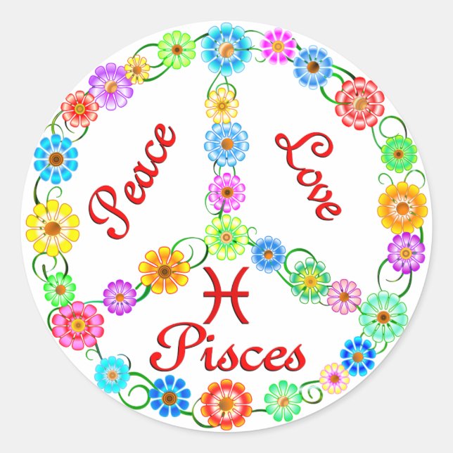 Sticker Rond Pisces d'amour pour la paix (Devant)