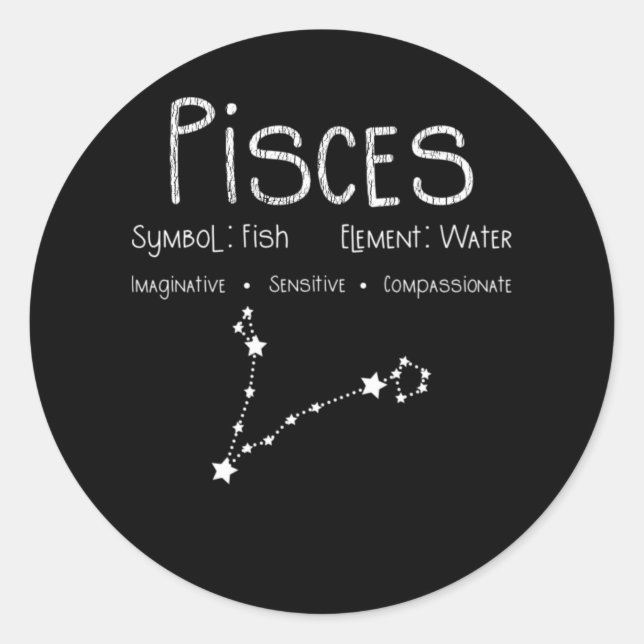 Sticker Rond Pisces Horoscope Astrologie Étoile Signal Annivers (Devant)