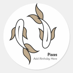 Sticker Rond Pisces the twin fish personalized party