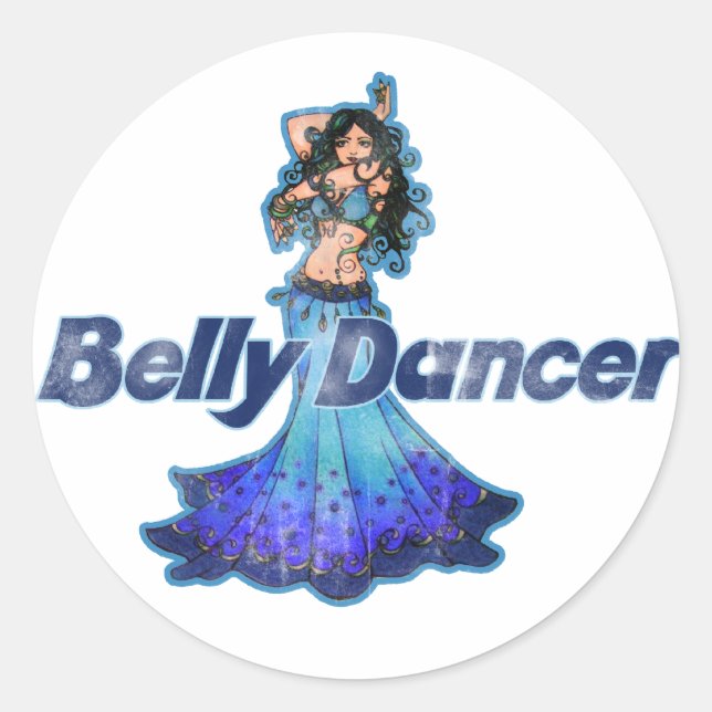 Sticker Rond Pisces Vintage danseuse du ventre (Devant)