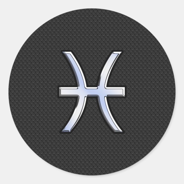 Sticker Rond Pisces Zodiac signe sur Black Snake Décor de peau (Devant)