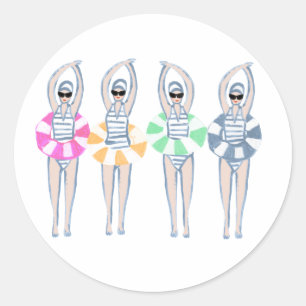 Sticker Rond Piscine Artistique vintage Piscine Anneau