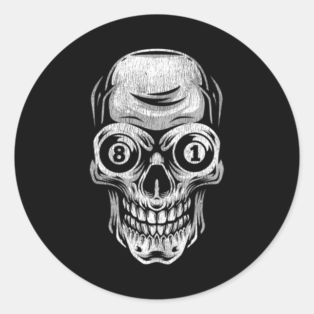Sticker Rond Piscine Billard Snooker Player Crâne 8 Et 9 (Devant)