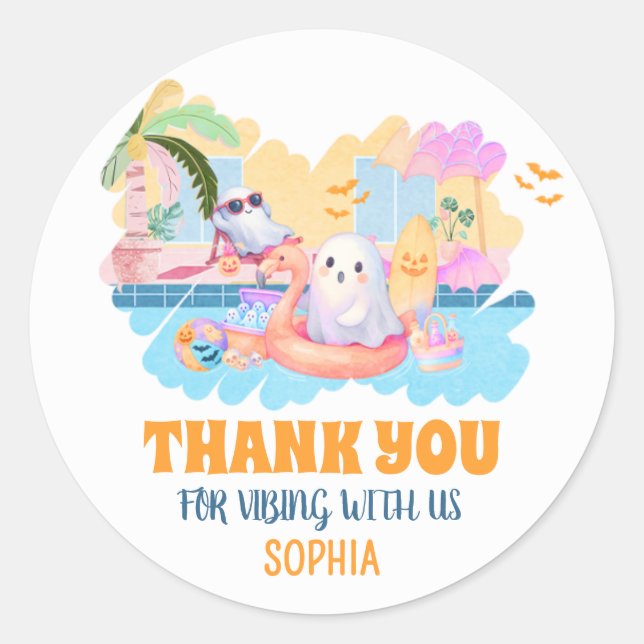 Sticker Rond Piscine d'Halloween d'été Anniversaire (Devant)