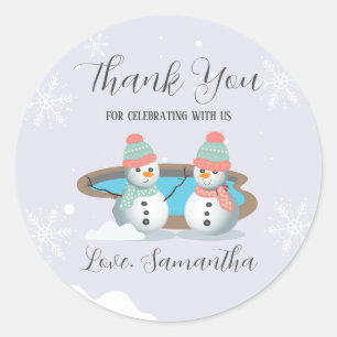 Sticker Rond Piscine d'hiver fête d'anniversaire