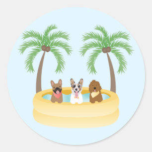 Sticker Rond Piscine pour chiens d'été