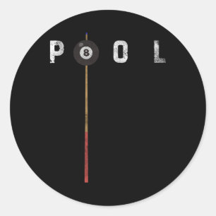 Sticker Rond Piscine Vintage Billard Joueur piscine Funny Billa