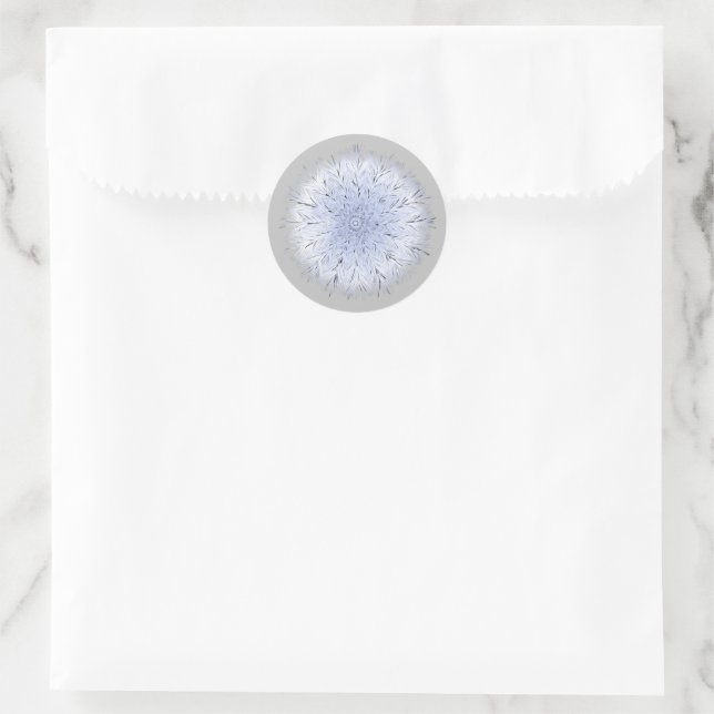 Sticker Rond Pissenlit floral blanc bleu gris fleur sauvage (Sac)