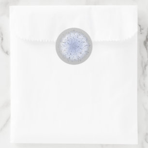Sticker Rond Pissenlit Floral Gris Bleu Blanc