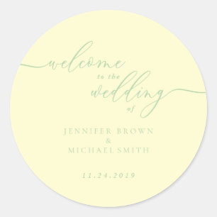 Sticker Rond Pistachio & Cream Signature Bienvenue au mariage