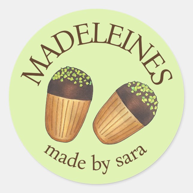 Sticker Rond Pistachio Madeleines Pâtisserie française cuite au (Devant)