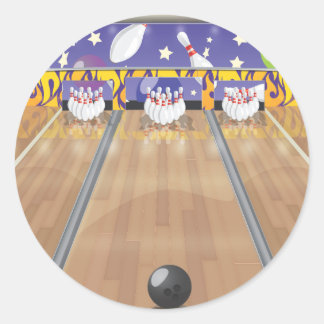 Sticker Rond Piste de bowling à dix quilles