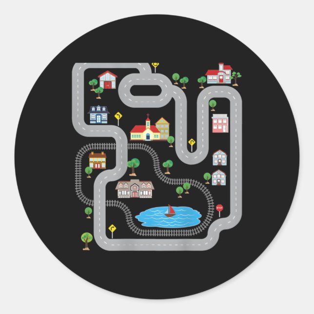 Sticker Rond Piste De Course De Voiture De Train Playmat Imprim (Devant)