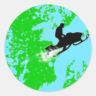 Sticker Rond piste de motoneige en poudre.