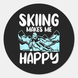 Sticker Rond Piste de ski alpin Ski de descente Skieur Sports F