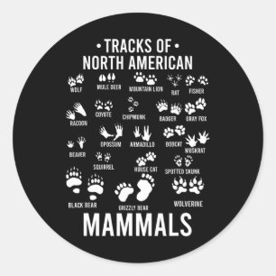 Sticker Rond Pistes d'animaux sauvages de mammifères nord-améri