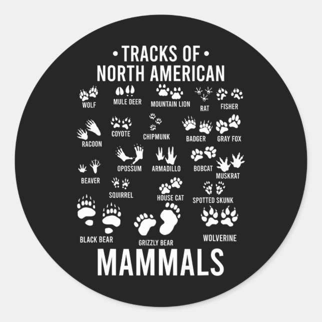 Sticker Rond Pistes d'animaux sauvages de mammifères nord-améri (Devant)