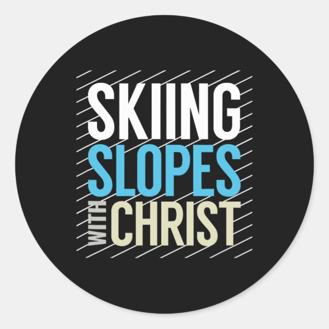 Sticker Rond Pistes De Ski Avec Jésus (Devant)