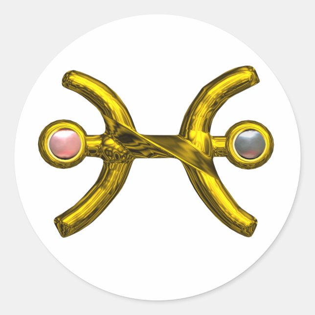 STICKER ROND PISTES / JOIE À SIGNE ZODIATIQUE OR AVEC PERLES (Devant)