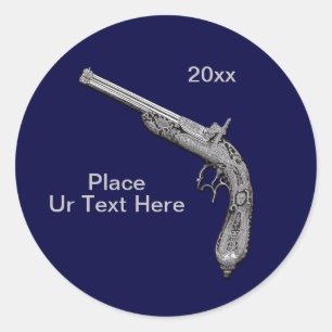 Sticker Rond Pistol Gun Show Custom Navy