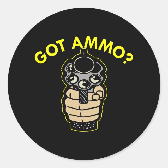Sticker Rond Pistol noir ammo (Devant)