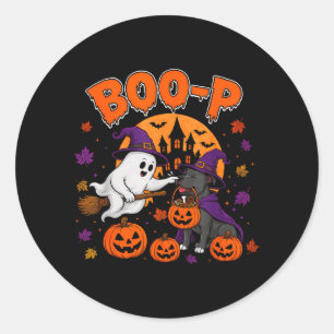 Sticker Rond Pit Bull Boo P Fantôme Nez Boop Halloween Amoureux