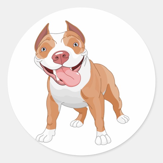Sticker Rond Pit Bull Sourire Heureux (Devant)