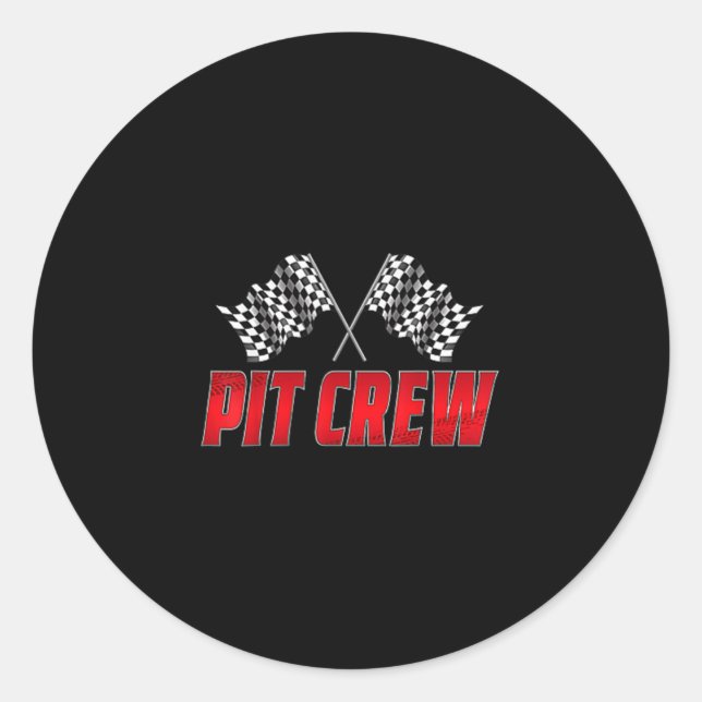 Sticker Rond Pit Crew Anniversaire Famille Correspondance Cours (Devant)