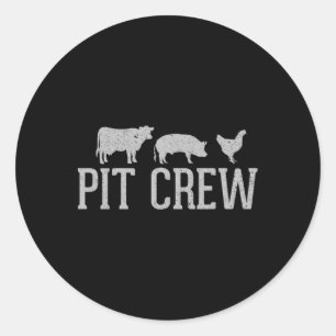 Sticker Rond Pit Crew Cow Poulet de porc Byrbecue Cookout Grill