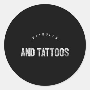 Sticker Rond Pitbulbes Et Tatouages Nouveautés Chien Cadeau