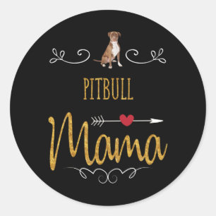 Sticker Rond Pitbull aime maman tant