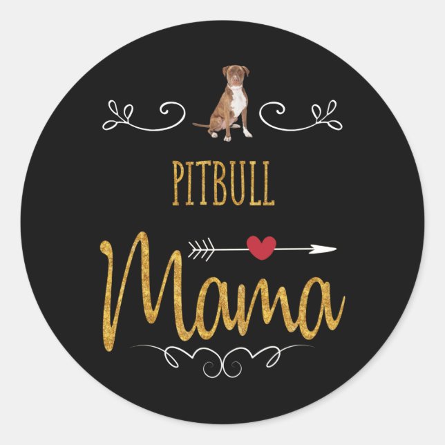 Sticker Rond Pitbull aime maman tant (Devant)