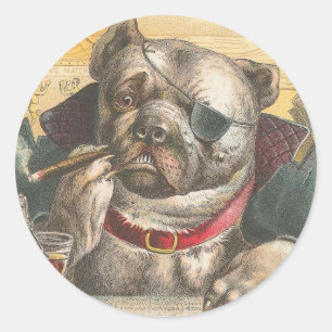 Sticker Rond Pitbull de tabagisme