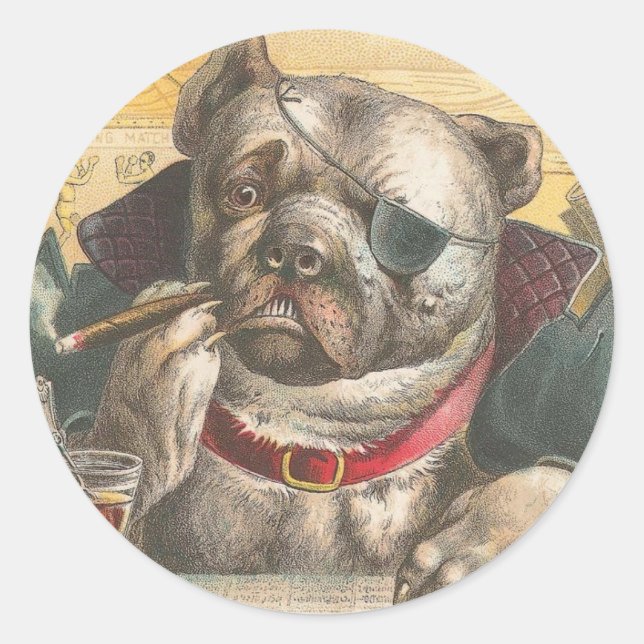 Sticker Rond Pitbull de tabagisme (Devant)