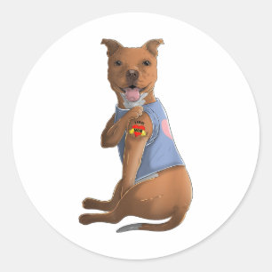 Sticker Rond Pitbull I Love Maman Tattoo Chien Chemise Drôle Mè