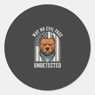 Sticker Rond Pitbull Patriotique Chien de Garde
