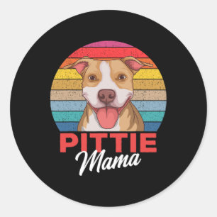 Sticker Rond Pittie Mama Pitbull Chien Maman