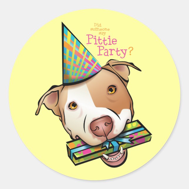 Sticker Rond Pittie Party (Devant)