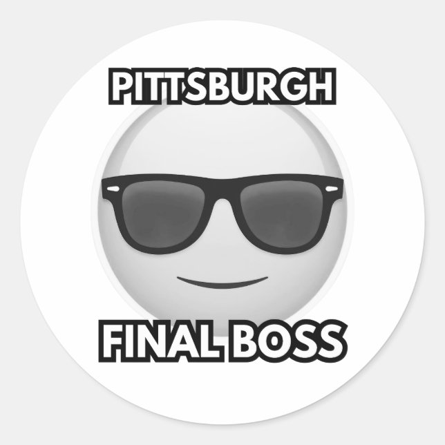 Sticker Rond Pittsburgh Final Boss Cool Emoji (Devant)