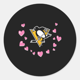 Sticker Rond Pittsburgh Penguins Saint-Valentin Amour Nhl Offic