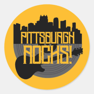 Sticker Rond Pittsburgh Pennsylvania Steel City Skyline Music C