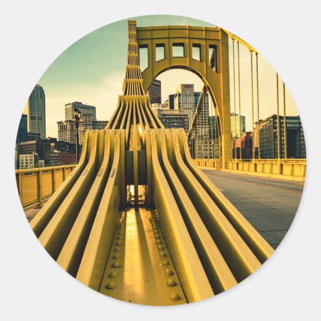 Sticker Rond Pittsburgh Steel City Bridge Pennsylvanie 412 Post (Devant)