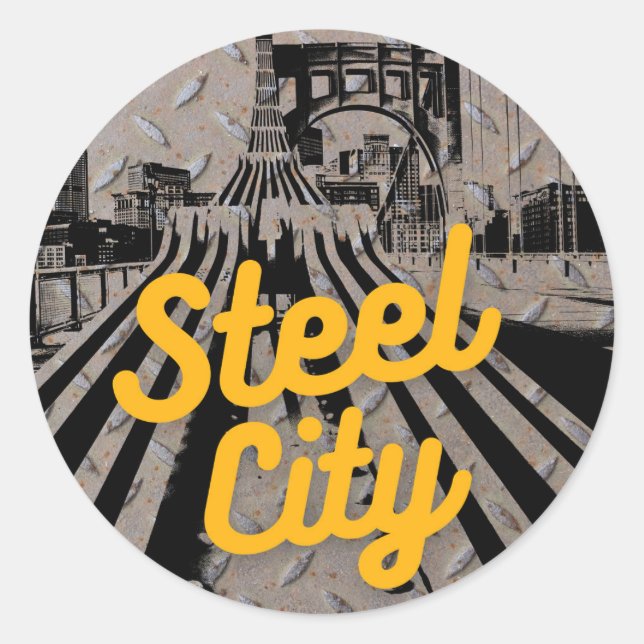 Sticker Rond Pittsburgh Steel City Bridge Skyline Pennsylvanie (Devant)