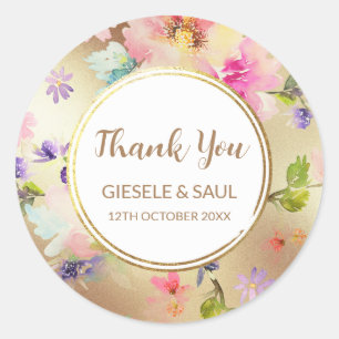Sticker Rond Pivoine Fleurie Or