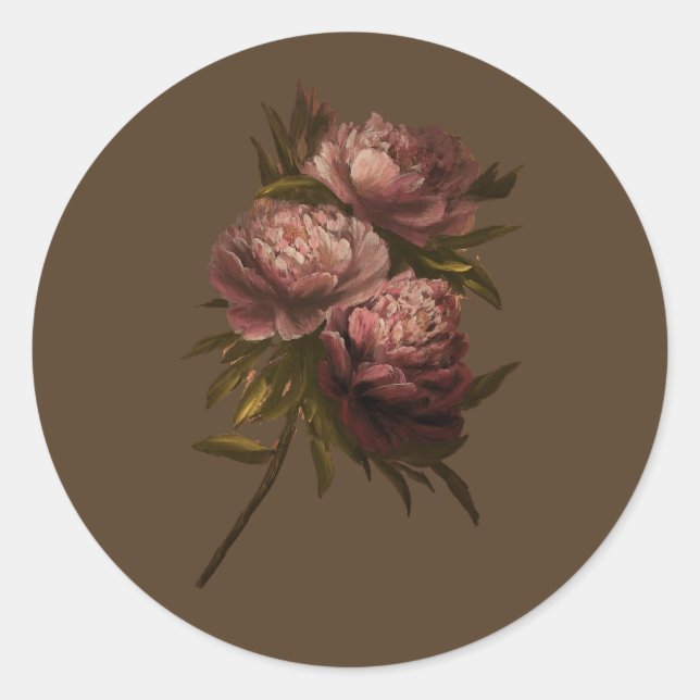 Sticker Rond Pivoines Vintage (Devant)